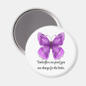 Aimant Rond Papillon Violet (Recto/Verso)