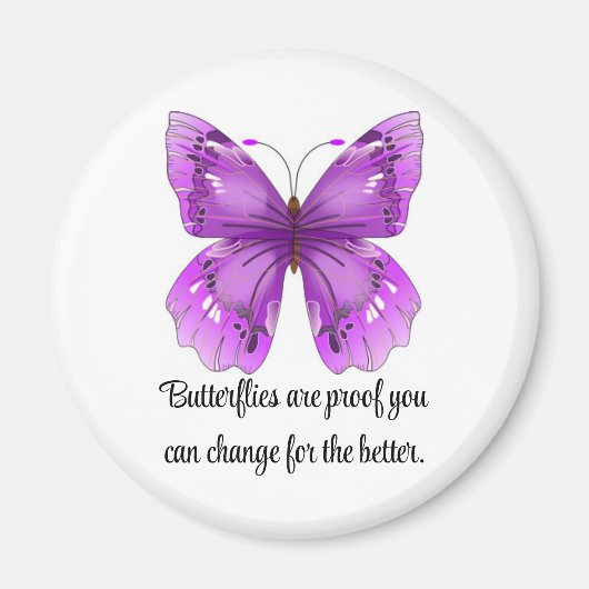 Aimant Rond Papillon Violet (Devant)