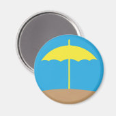 Aimant rond parapluie de plage jaune (Recto/Verso)