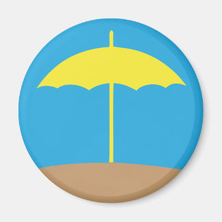 Aimant rond parapluie de plage jaune