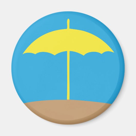 Aimant rond parapluie de plage jaune (Devant)