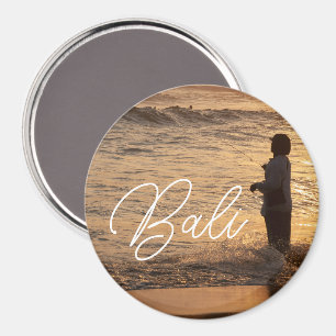 Aimant Rond Pêcheur au Coucher du Soleil à Bali