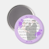 Aimant rond personnalisé à fleurs violettes (Recto/Verso)