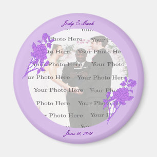 Aimant rond personnalisé à fleurs violettes