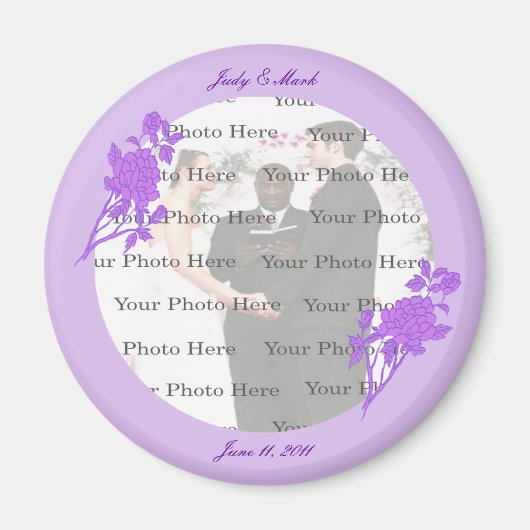 Aimant rond personnalisé à fleurs violettes (Devant)