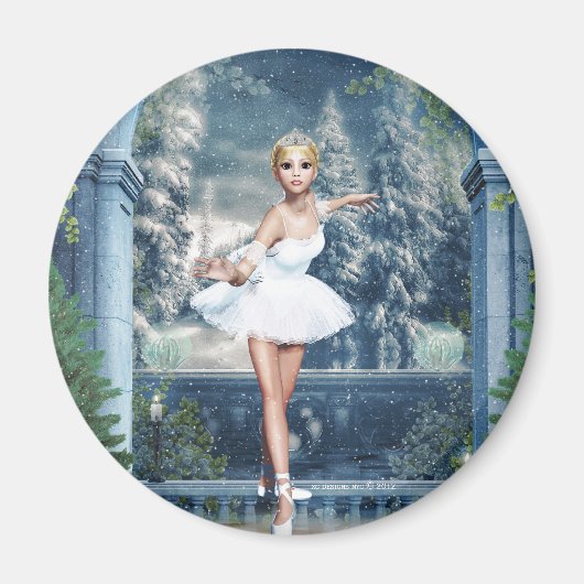 Aimant rond princesse de neige Ballerina (Devant)