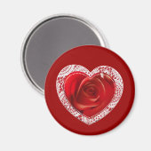 Aimant rond Red Lace Heart (Recto/Verso)