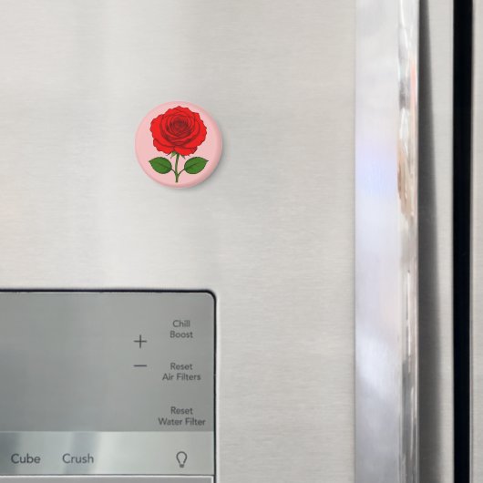 Aimant Rond Rose Rouge (In situ (réfrigérateur))