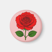 Aimant Rond Rose Rouge (Devant)
