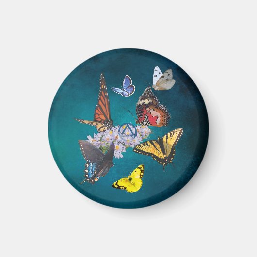 aimant rond symbole de sobriété papillons (Devant)
