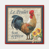 Aimant Rooster de cuisine de campagne bleu (Devant)