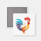 Aimant Rooster Vector Art Animal Moderne Urbain Graphique (Recto/Verso)