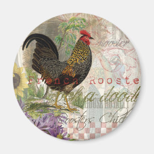 Aimant Rooster vintage Français Collage Ferme Animaux dom