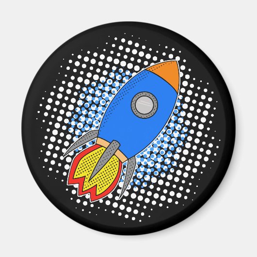 Aimant Roquette De Dessin Avec Galaxie De Halftones (Devant)