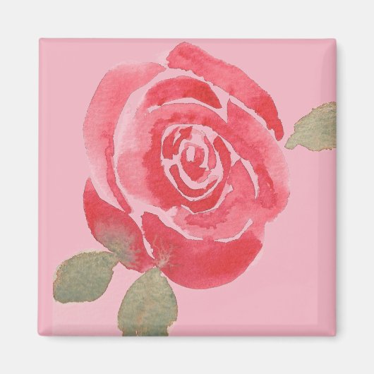 Aimant Rose Aquarelle (Devant)
