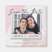 Aimant Rose Aquarelle Papillon Mariage Enregistrer La Dat (Devant)