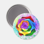Aimant Rose arc-en-ciel coloré (Recto/Verso)