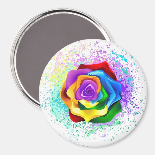 Aimant Rose arc-en-ciel coloré (Recto/Verso)