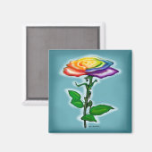 Aimant Rose arc-en-ciel unique (Recto/Verso)