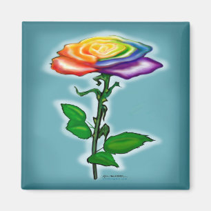 Aimant Rose arc-en-ciel unique