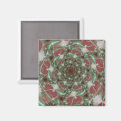 Aimant Rose | Art fractal rouge et vert (Recto/Verso)