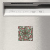 Aimant Rose | Art fractal rouge et vert (In Situ (Lave-vaisselle))