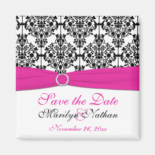 Aimant rose, blanc, et noir de faveur de mariage