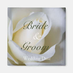 Aimant Rose blanche ・ Enregistrer l'aimant de date