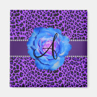 Rose bleu léopard violet de monogramme
