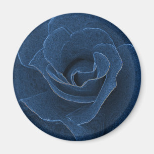 Aimant Rose bleu velours