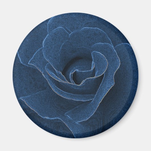 Aimant Rose bleu velours (Devant)