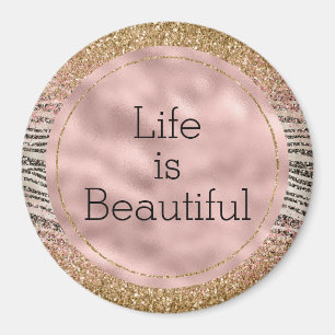 Aimant Rose Blush Gold Black Glitzy Parties scintillant Z
