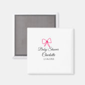 AIMANT ROSE BOW SIMPLE BABY SHOWER AJOUTER LE NOM DATE MI (Recto/Verso)