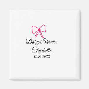 AIMANT ROSE BOW SIMPLE BABY SHOWER AJOUTER LE NOM DATE MI