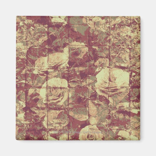 Aimant Rose camouflage pattern on tiled wall ground (Devant)