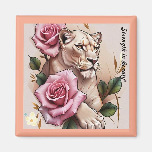 Aimant "Rose cardiaque de la lionne" (Devant)