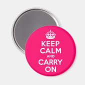 Aimant Rose Chaud Gardez le calme et continuer (Recto/Verso)