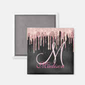 Aimant Rose chic rousse noir goutte à goutte monogramme (Recto/Verso)