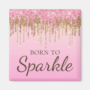 Aimant Rose Clair Et Paillettes Qui Coulent Or Née Pour B