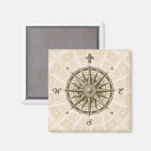 Aimant Rose Compass vintage (Recto/Verso)