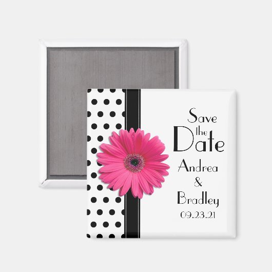 Aimant Rose Daisy noir blanc Polka point Enregistrer la d (Recto/Verso)