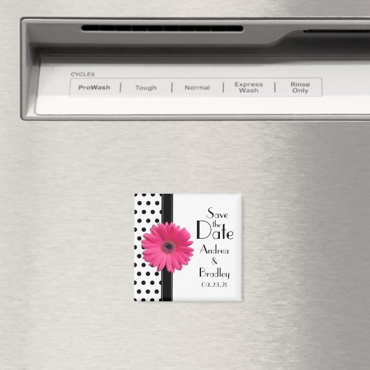 Aimant Rose Daisy noir blanc Polka point Enregistrer la d (In Situ (Lave-vaisselle))