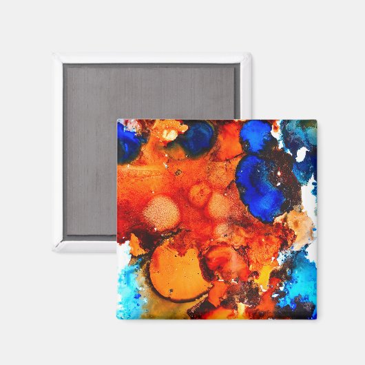 Aimant Rose d'art abstrait orange rouille (Recto/Verso)