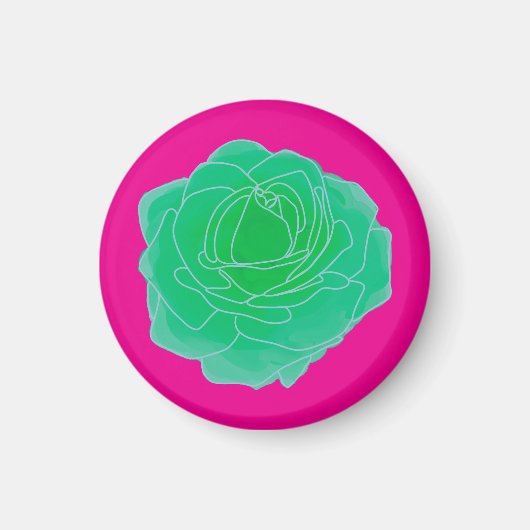 Aimant Rose d'art pop vert (Devant)