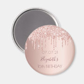 Aimant rose de 16e anniversaire parties scintillant or go (Recto/Verso)