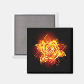 Aimant Rose de feu en fleurs (Recto/Verso)