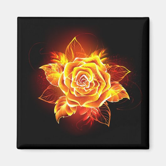 Aimant Rose de feu en fleurs (Devant)