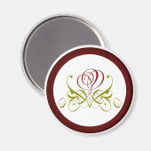 Aimant Rose de la calligraphie de Bourgogne (Recto/Verso)