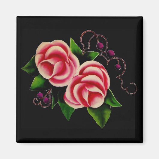 Aimant Rose en noir (Devant)