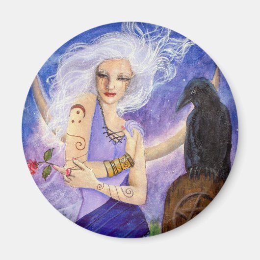 Aimant Rose et corbeau (Devant)